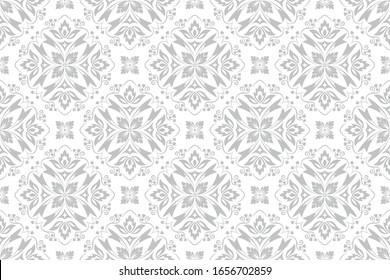 Vector seamless pattern. Luxury baroque texture. Regularly repeating retro ornament. Pattern can be used as a background, wallpaper, wrapper, page fill, element of ornate decoration