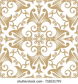 Vector seamless pattern. Luxury baroque texture. Regularly repeating retro ornament. Pattern can be used as a background, wallpaper, wrapper, page fill, element of ornate decoration