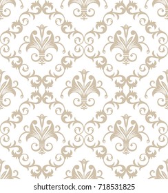 Vector seamless pattern. Luxury baroque texture. Regularly repeating retro ornament. Pattern can be used as a background, wallpaper, wrapper, page fill, element of ornate decoration