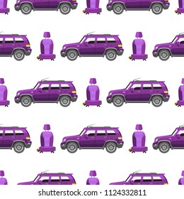 Vector seamless pattern luxury car transportation detailed auto business transport design pickup