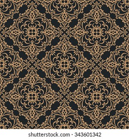 Vector seamless pattern. Luxury elegant texture of baroque style. Pattern can be used as a background, wallpaper, wrapper, page fill, element of ornate decoration