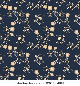 Vector seamless pattern. Luxury floral texture. Regularly repeating retro ornament. Pattern can be used as a background, wallpaper, wrapper, page fill, element of ornate decoration