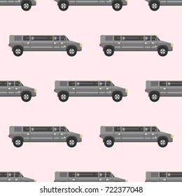 Vector seamless pattern luxury limousine long car transportation detailed auto business transport design pickup