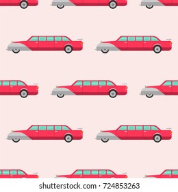 Vector seamless pattern luxury limousine long car transportation detailed auto business transport design pickup