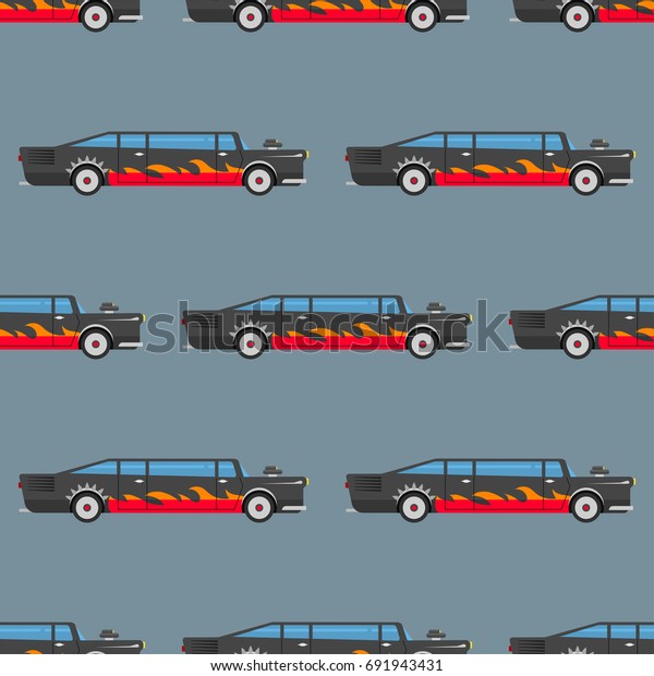 Vector seamless\
pattern luxury limousine long car transportation detailed auto\
business transport design\
pickup