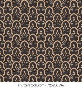 Vector seamless pattern. Luxury stylish texture. Regularly repeating retro ornament. Pattern can be used as a background, wallpaper, wrapper, page fill, element of ornate decoration