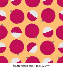 Vector seamless pattern with lychee. For design packaging, textile, background, design postcards and posters.