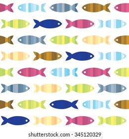 Vector seamless pattern made of colorful fishes.