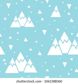 Vector seamless pattern made of mountains and triangles. Seamless pattern can be used for wallpapers, pattern fills, web page backgrounds,surface textures.