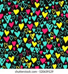 Vector seamless pattern made from small hearts, Valentines day wallpaper or wrapping paper design. Romantic and cute hand drawn ornament
