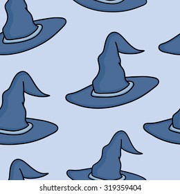 Vector Seamless Pattern Made Of Witch Hats.