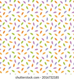 Vector seamless pattern with magic colorful feathers. Witchcraft texture for wallpaper, web page background, wrapping paper and etc. Halloween background design