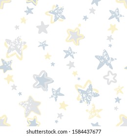 Vector seamless pattern. Magic sky with stars, light, pastel colours.  for wallpaper, scrapbooking, textile.