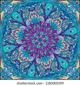 vector seamless pattern mandala: bandana, kerchief
