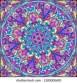 vector seamless pattern mandala: bandana, kerchief