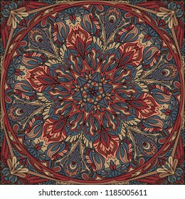 vector seamless pattern mandala: bandana, kerchief