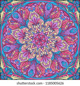 vector seamless pattern mandala: bandana, kerchief