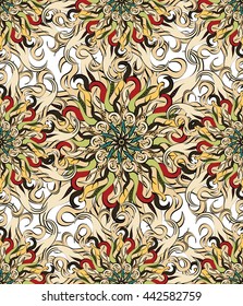 Vector seamless pattern mandala on white background