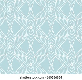 Vector Seamless Pattern With Mandala Shape. Vintage Colored Floral Decorative Repainting Background With Boho Chic Style And Ethnic Motifs. Abstract Geometric Flower With Round Symmetry.