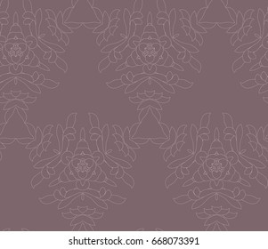 Vector seamless pattern with mandala shape. Vintage colored floral decorative repainting background with boho chic style and ethnic motifs. Abstract geometric flower with round symmetry.