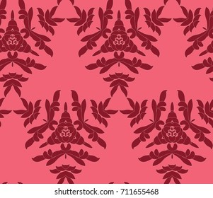 Vector seamless pattern with mandala shape. Vintage colored floral decorative repainting background with boho chic style and ethnic motifs. Abstract geometric flower with round symmetry.
