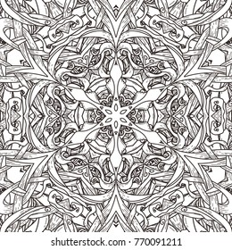 Vector seamless  pattern in mandala style. Endless ornate ornament for coloring books