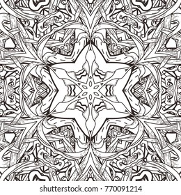 Vector seamless  pattern in mandala style. Endless ornate ornament for coloring books