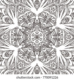 Vector seamless  pattern in mandala style. Endless ornate ornament for coloring books