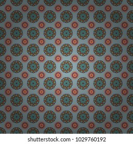 Vector seamless pattern with mandalas, trendy print. Unique asian pattern in gray, brown and violet colors. Arabic, Nepali, Indian, ottoman, oriental motifs. Vintage decorative elements.