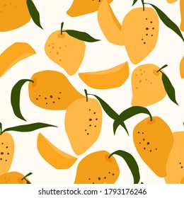 Vector seamless pattern with mango. Trendy hand drawn textures. Modern abstract design for paper, cover, fabric, interior decor and other users.