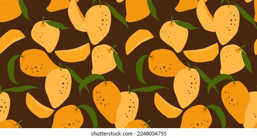 Vector seamless pattern with mango. Trendy hand drawn textures. Modern abstract design for paper, cover, fabric, interior decor and other use
