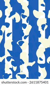 Vector seamless pattern of many colored shapes in the form of spots, resembling birches, as a background for postcards, textiles, websites.