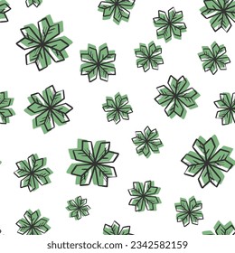 Vector seamless pattern of many graphic four leaf clover. St. Patrick's Day celebration. Vintage hand drawn sketch. Decorative art element for banner layout design, festive advertising. Outlined plant