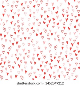 Vector seamless pattern. Many hearts. Background for Valentain day, love. For prints, invitation, wedding design, printing on fabric.