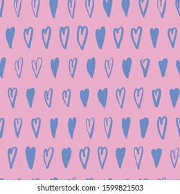 Vector seamless pattern. Many hearts. Background for Valentain day, love. For prints, invitation, wedding design, printing on fabric. Pink and blue.
