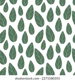 Vector seamless pattern with many small leaves. Botanical icons. Decorative plant background. Trendy cloth textile print. Decorative art element for advertising layout, essential oil packaging design.