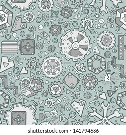 Vector seamless pattern with many of the technological details. Seamless pattern can be used for wallpapers, pattern fills, web page backgrounds,surface textures.