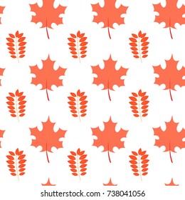 Vector seamless pattern with maple and ash leaves in autumn colors. EPS10. Can be used as print on clothes, wrapping paper, web, design banners. Autumn background.