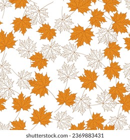 Vector seamless pattern of maple fall leaves