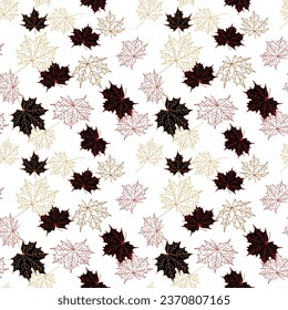 Vector seamless pattern of maple fall leaves