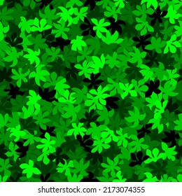 Vector seamless pattern with maple leaves. Nature forest style texture. Monochrome emerald green repeating background for textile, fabric, wallpaper, cover, gift wrap, postcard or bed linen print