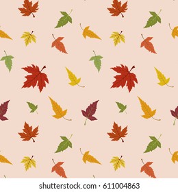 Vector seamless pattern with the maple leaves