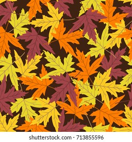 Vector seamless pattern with maple leaves on  background. Perfect for wallpaper, gift paper, autumn greeting cards.