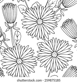 Vector seamless pattern with marguerite-2