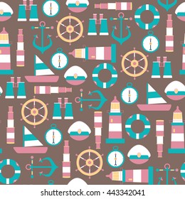 Vector Seamless Pattern with Marine Graphic Elements