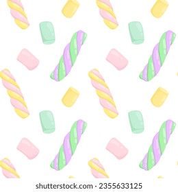 Vector seamless pattern with marshmallows