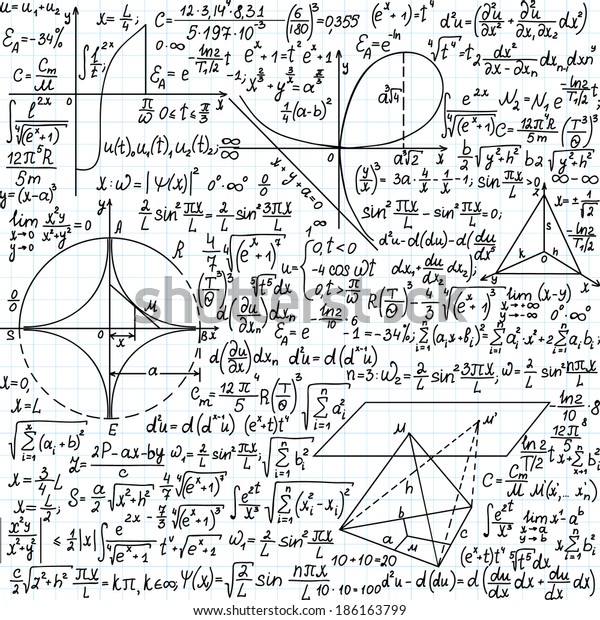 Vector Seamless Pattern Mathematical Formulas Equations Stock Vector ...