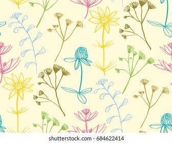 vector seamless pattern meadow flowers