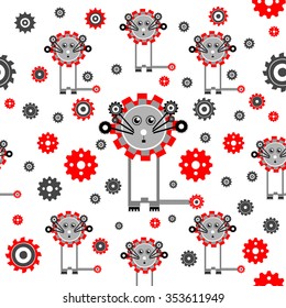 Vector seamless pattern mechanical lion.