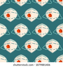 Vector seamless pattern with medical masks and respirators